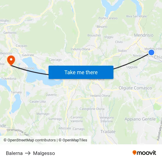 Balerna to Malgesso map