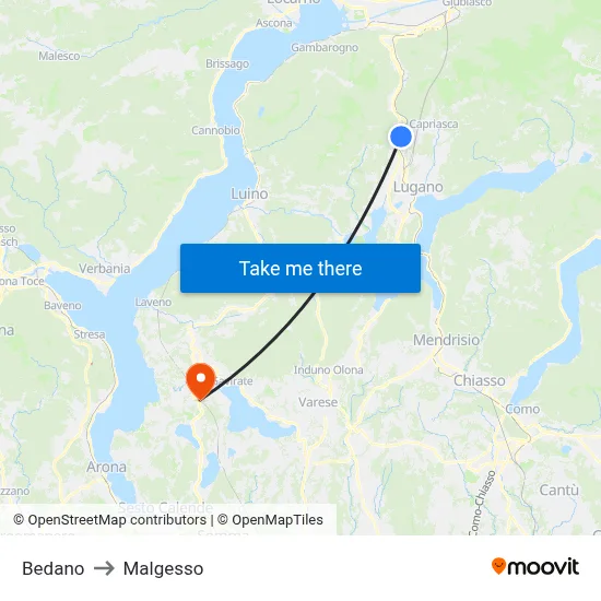 Bedano to Malgesso map