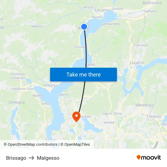 Brissago to Malgesso map