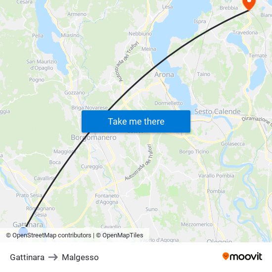 Gattinara to Malgesso map