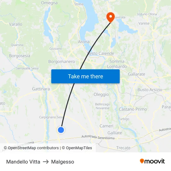 Mandello Vitta to Malgesso map