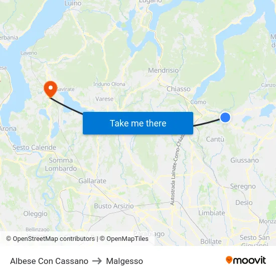 Albese Con Cassano to Malgesso map