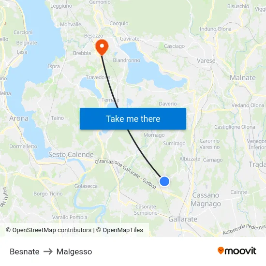 Besnate to Malgesso map