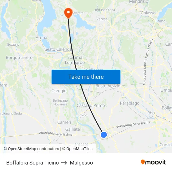 Boffalora Sopra Ticino to Malgesso map