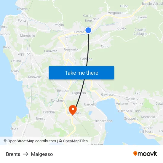 Brenta to Malgesso map