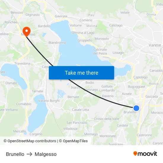 Brunello to Malgesso map