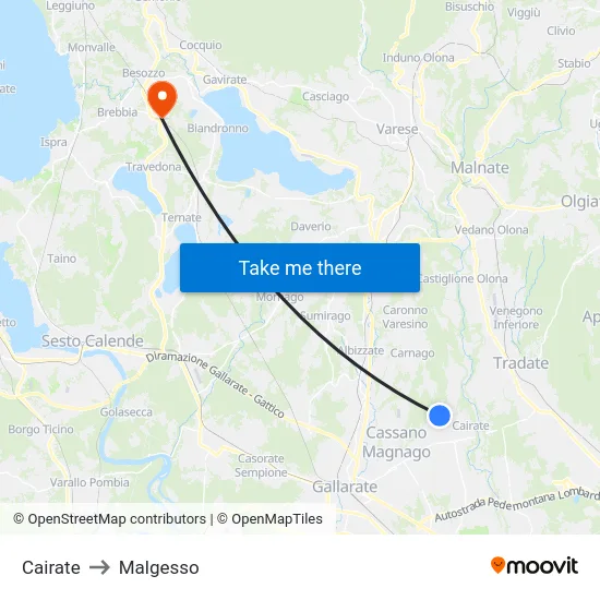 Cairate to Malgesso map