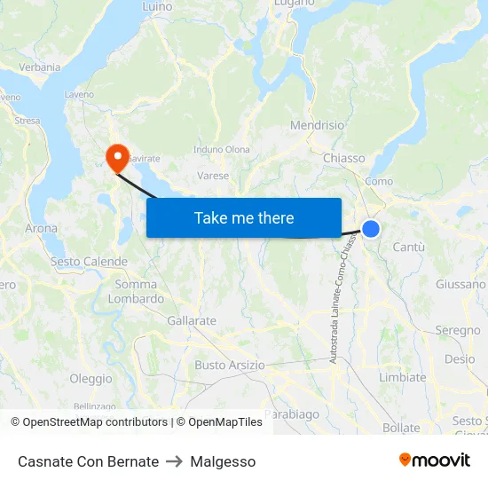 Casnate Con Bernate to Malgesso map
