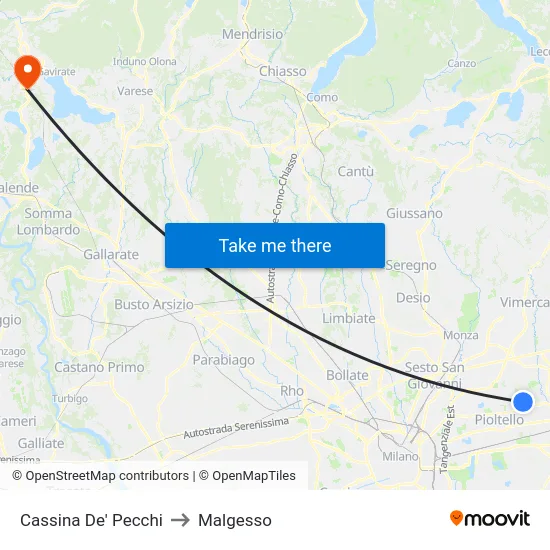 Cassina De' Pecchi to Malgesso map