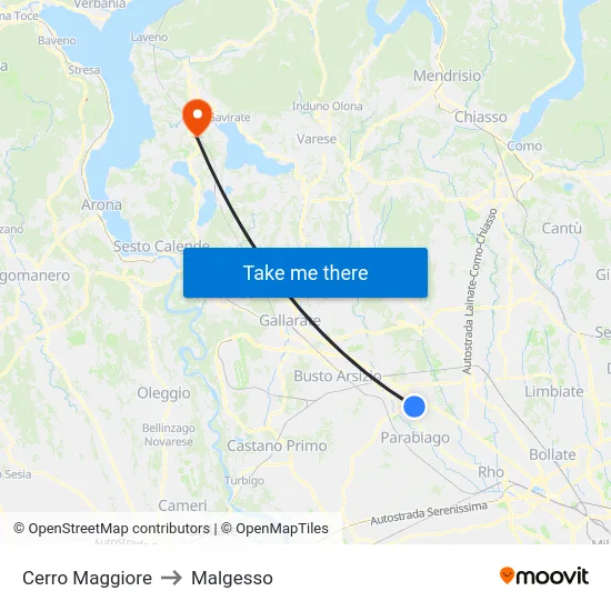 Cerro Maggiore to Malgesso map