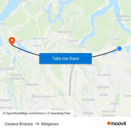 Cesana Brianza to Malgesso map