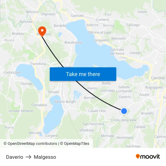 Daverio to Malgesso map
