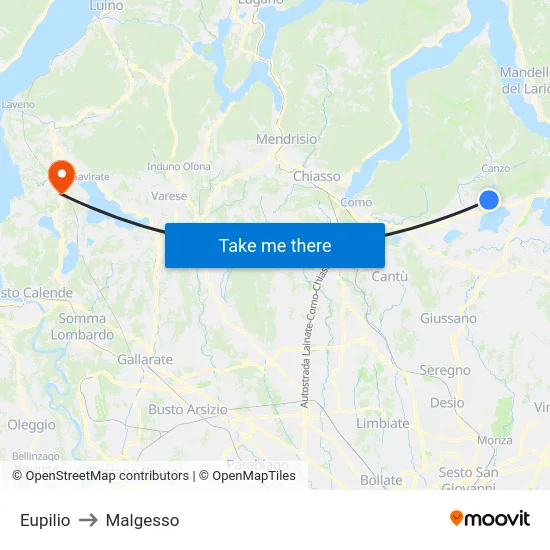 Eupilio to Malgesso map