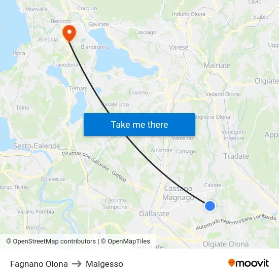 Fagnano Olona to Malgesso map