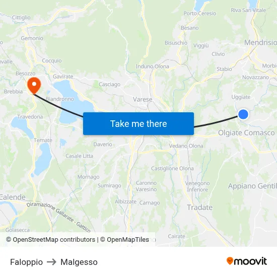 Faloppio to Malgesso map