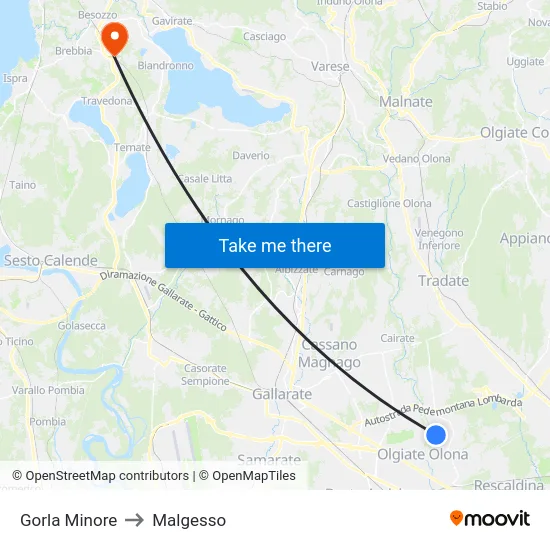 Gorla Minore to Malgesso map