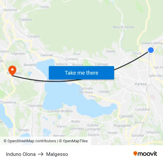 Induno Olona to Malgesso map