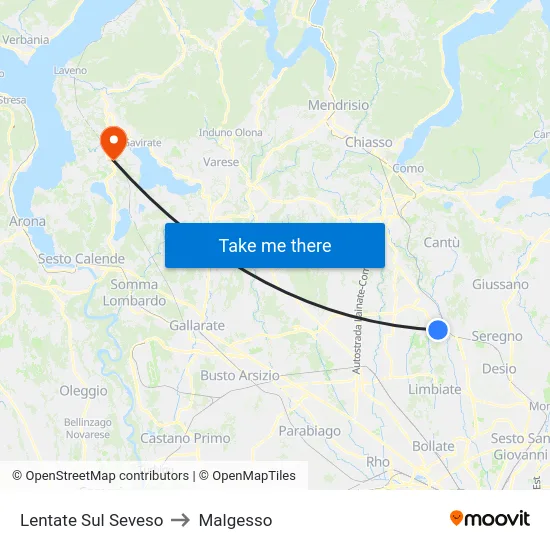 Lentate Sul Seveso to Malgesso map