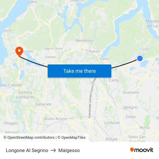 Longone Al Segrino to Malgesso map