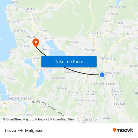 Lozza to Malgesso map