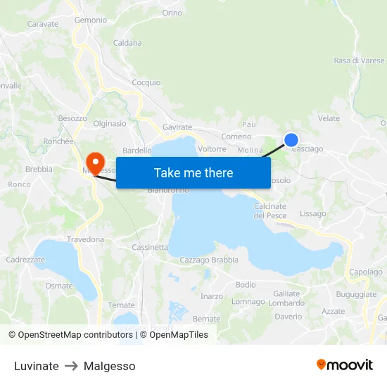 Luvinate to Malgesso map