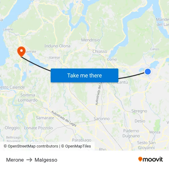 Merone to Malgesso map