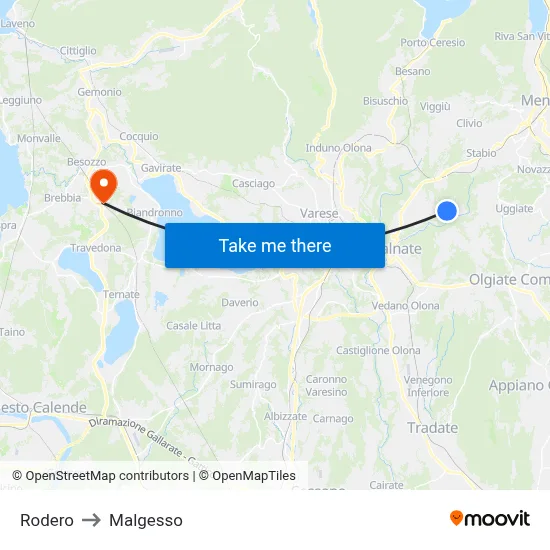 Rodero to Malgesso map