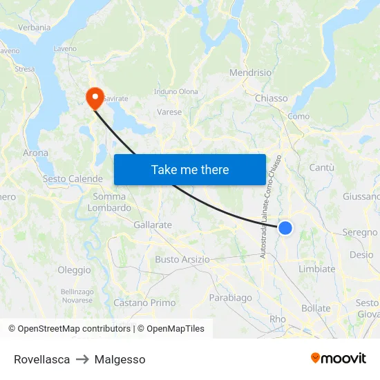 Rovellasca to Malgesso map