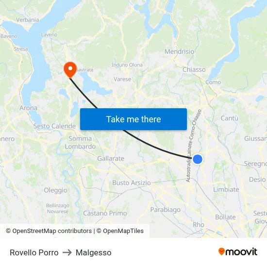 Rovello Porro to Malgesso map