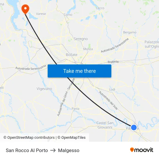 San Rocco Al Porto to Malgesso map