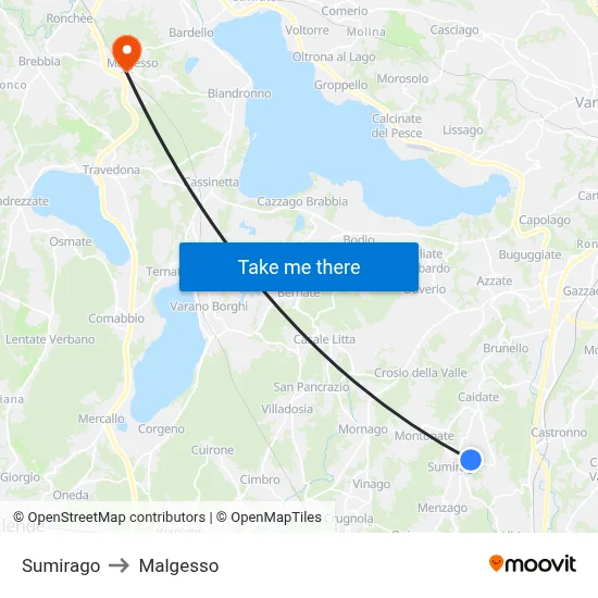 Sumirago to Malgesso map