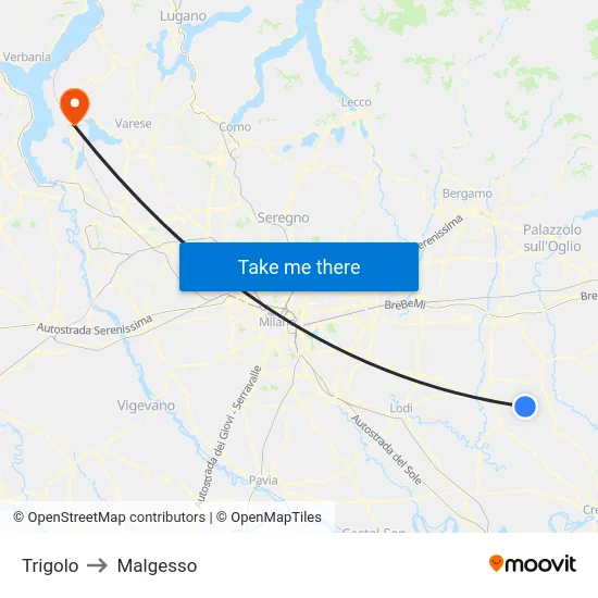 Trigolo to Malgesso map