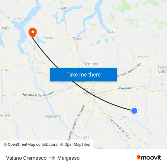 Vaiano Cremasco to Malgesso map