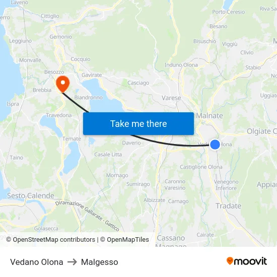 Vedano Olona to Malgesso map