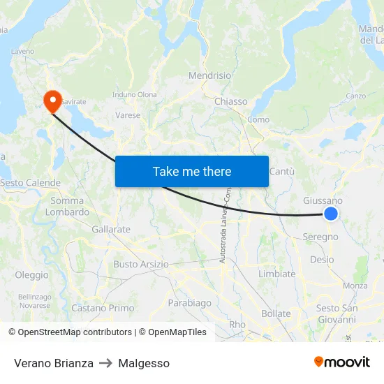Verano Brianza to Malgesso map