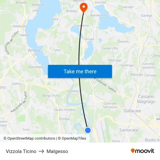 Vizzola Ticino to Malgesso map