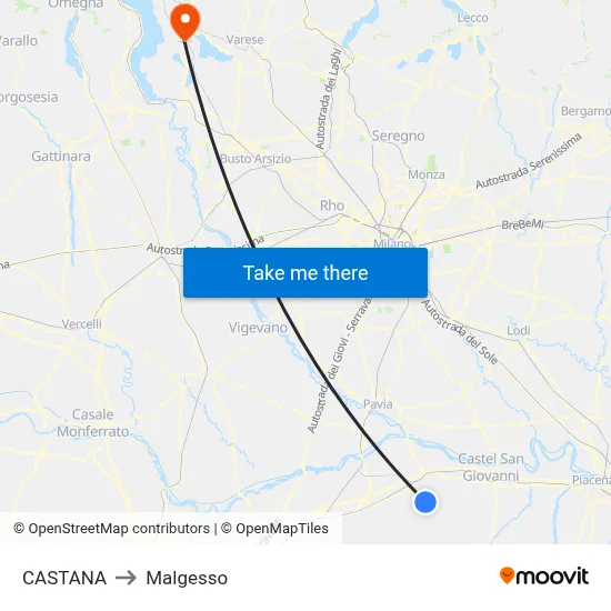 Castana to Malgesso map