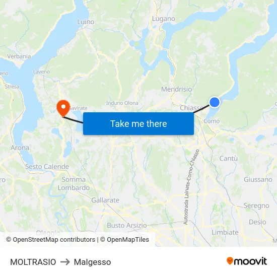 Moltrasio to Malgesso map