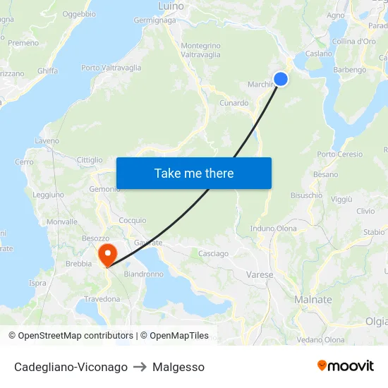 Cadegliano-Viconago to Malgesso map