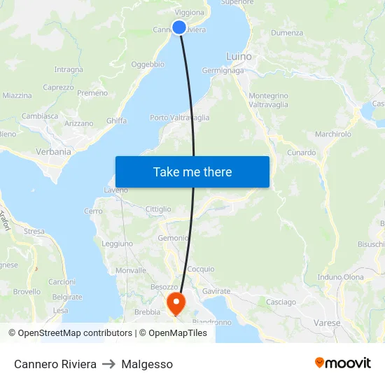 Cannero Riviera to Malgesso map