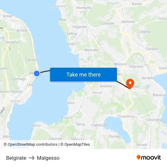 Belgirate to Malgesso map