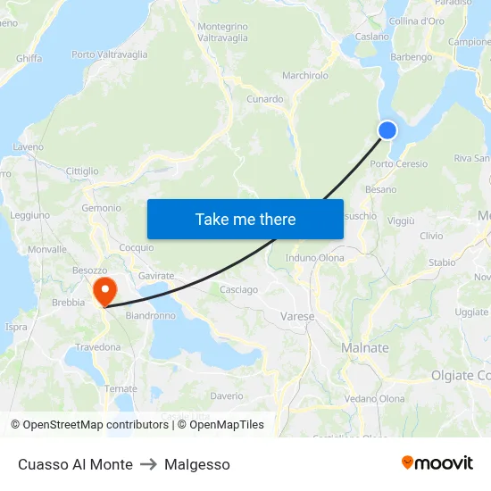 Cuasso Al Monte to Malgesso map