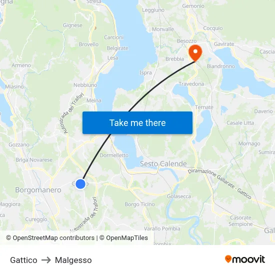 Gattico to Malgesso map