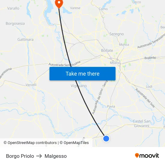 Borgo Priolo to Malgesso map