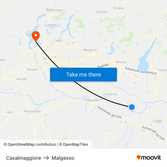 Casalmaggiore to Malgesso map