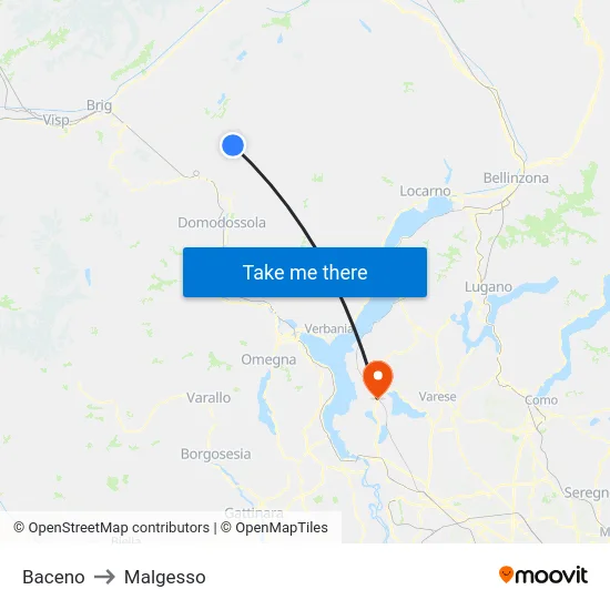 Baceno to Malgesso map