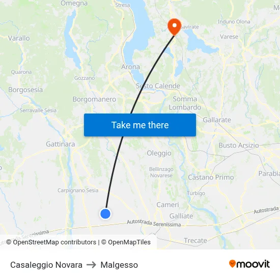 Casaleggio Novara to Malgesso map