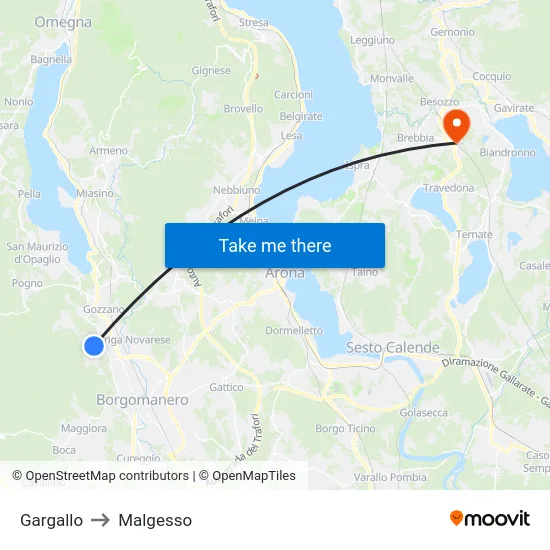 Gargallo to Malgesso map