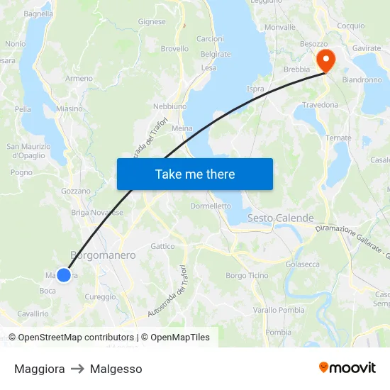 Maggiora to Malgesso map