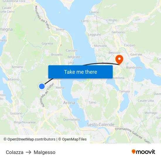 Colazza to Malgesso map